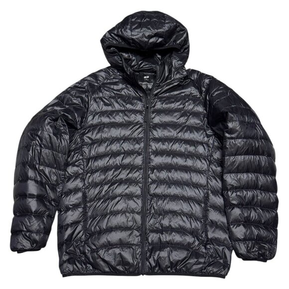 UNIQLO DOWN FILL Winter Puffer Parka Lightweight Black Jacket Coat Mens XL - Picture 1 of 8